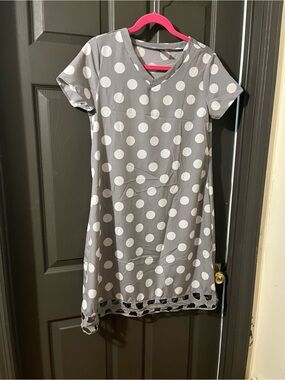 SHEIN Gray Dress with White Polka Dots